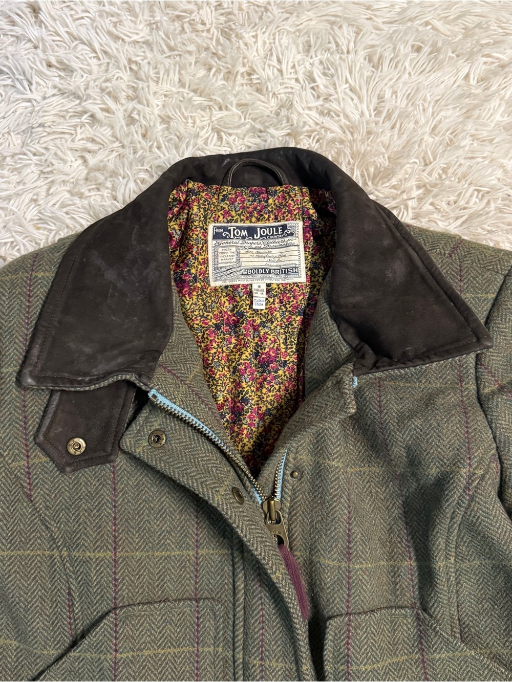 Women’s UK18/US14 Green Joules Wool Tweed Horse Riding Hunting Field Coat Jacket - Picture 2 of 5